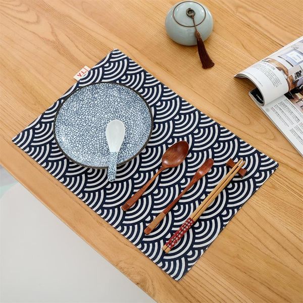 

table napkin dark blue japanese style mat