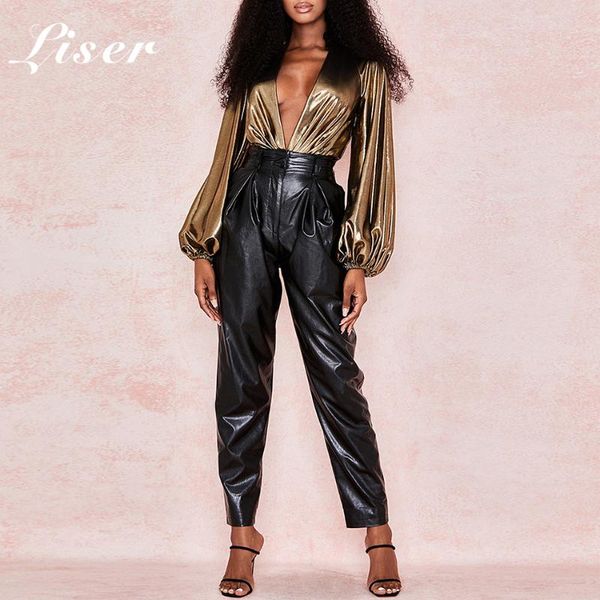 

women's pants & capris liser 2021 summer women v neck draped two pieces bodycon elegant club celebrity party pant vestidos, Black;white