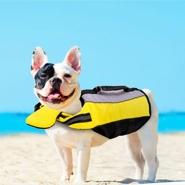 

dog apparel life jackets, reflective & adjustable preserver vest with enhanced buoyancy rescue handle for swimming boating canoeing