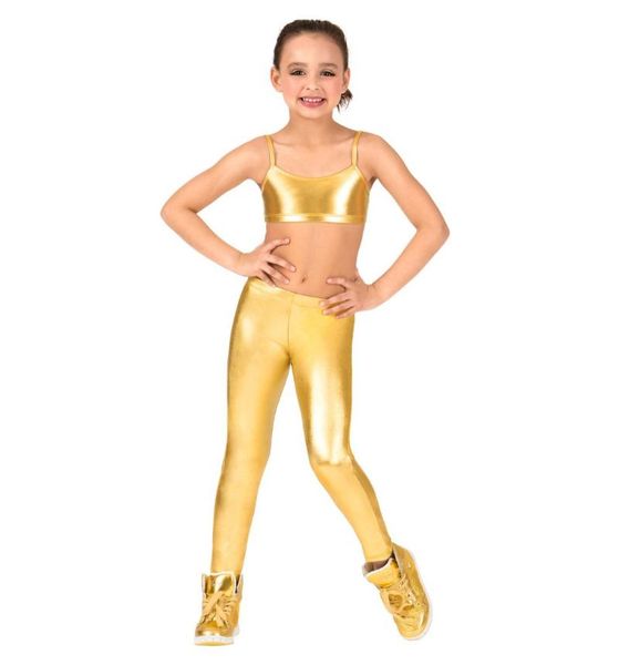 

women's pants & capris 12 colors kids full ankle length spandex gold metallic leggings girls shiny dance for performances, Black;white