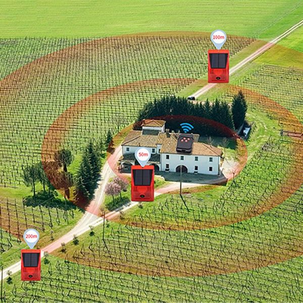 

alarm systems solar motion sensor with remote control sound flash waterproof warning strobe outdoor security siren system