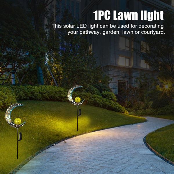 

crackle glass decorative patio pathway yard outdoor lawn solar powered warm white retro moon waterproof stake led garden light lamps