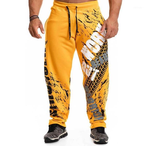

men's pants gym yellow men hip hop joggers fashion printed sweatpants autumn training bodybuilding sport pant male running jogging, Black