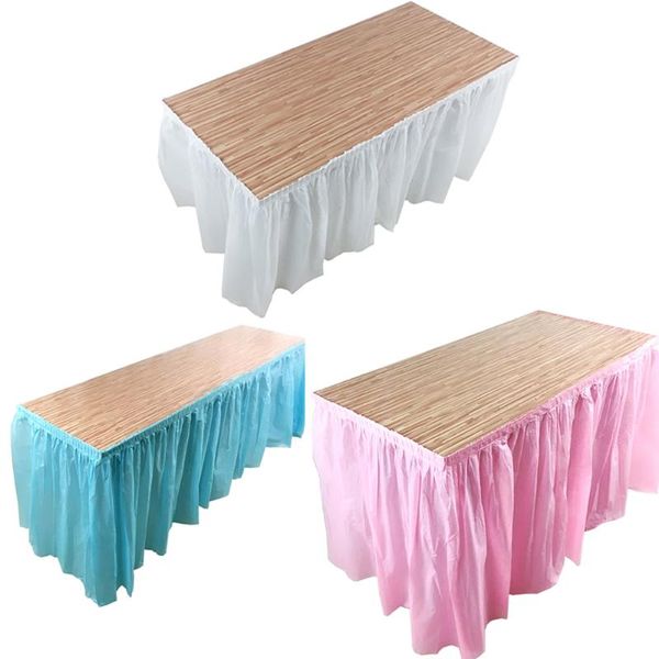 

table skirt 1pcs diy plastic cover tableware for birthday baby shower wedding home banquet party decoration textile