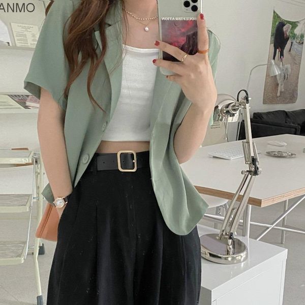 

women's suits & blazers short blazer jacket summer thin 2021 street blowing casual sleeve white suit top, White;black