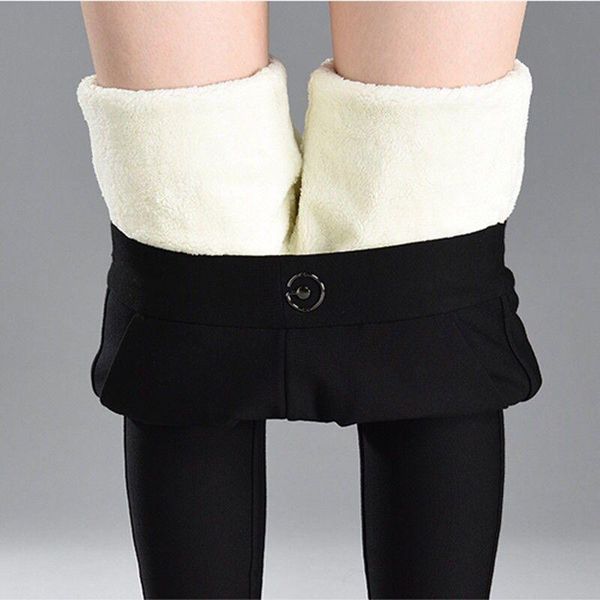 

women's pants & capris lamb cashmere plus velvet trousers women casual loose elastic waist size -5xl warm female winter, Black;white
