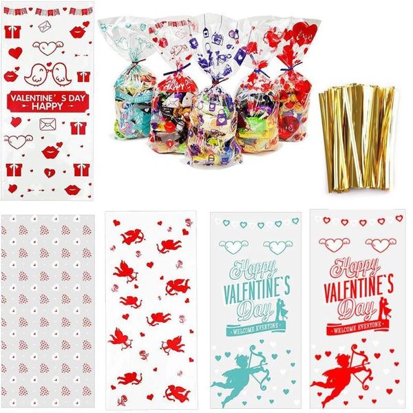

gift wrap 50pcs/set transparent cookie packaging bags plastic bag wedding day candy bagsfestival biscuit party supplies valentine's g m