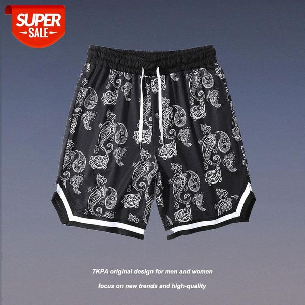 

tkpa hip-hop cashew flower stitching casual sports shorts flow harlan basketball pants beach men and women #dd6d, Black