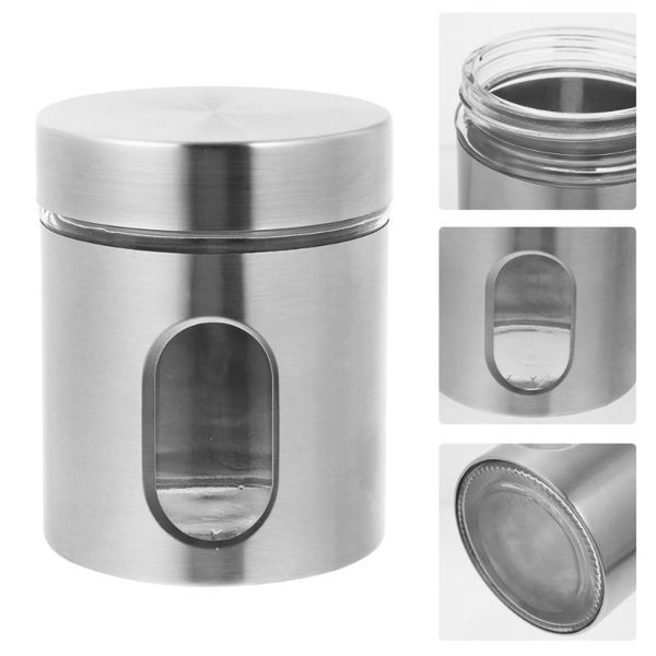 

storage bottles & jars 1pc glass stainless steel bottle household kitchen supplies
