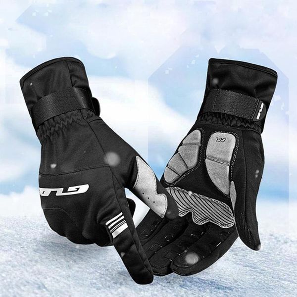 

cycling gloves full finger touch-screen bike bicycle winter warm windproof waterproof anti-slip mtb equipment, Black