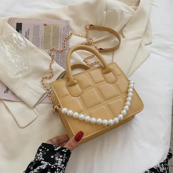 

shoulder bags luxury leather handbag 2021 trendy fashion chain messenger bag texture stylish portable small square