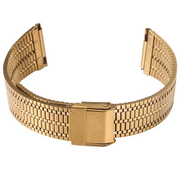 

watch bands 20mm 22mm stainless steel gold wristwatch band durable hook clasp replacement bracelet strap, Black;brown
