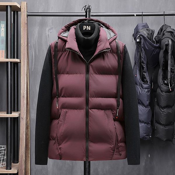 

men's vests winter down cotton vest casual jacket loose large, Black;white