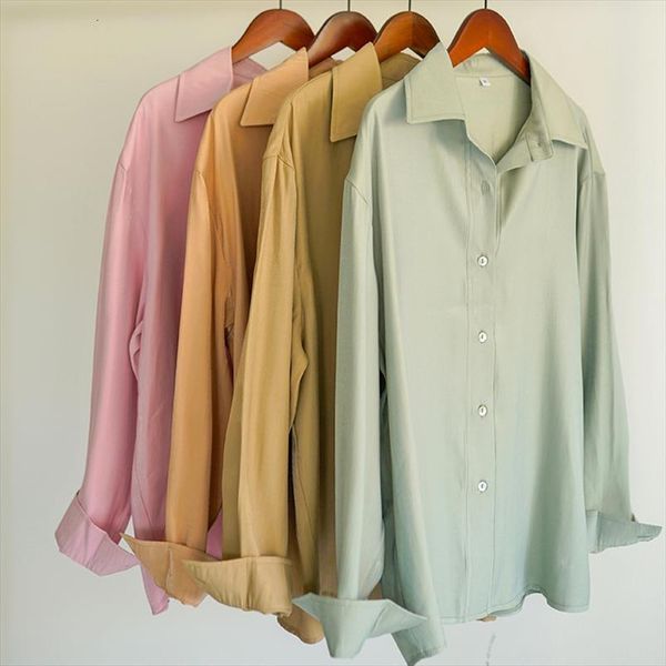 

green shiner long sleeve womens shirt casual elegant lapel 8888, White