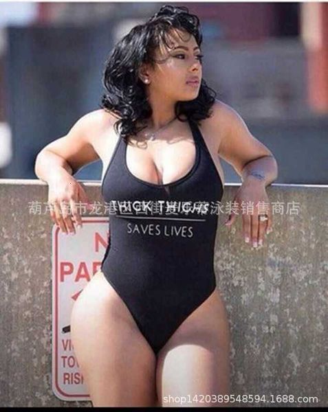 

women's beach seri tight letter printed swimsuit, White;black