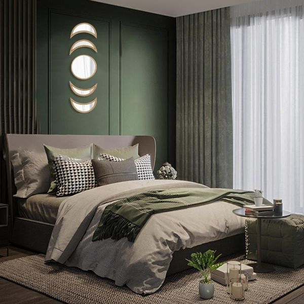 

mirrors 5-piece wall decoration mirror interior moon phase bohemian decoration,for family living room and bedroom