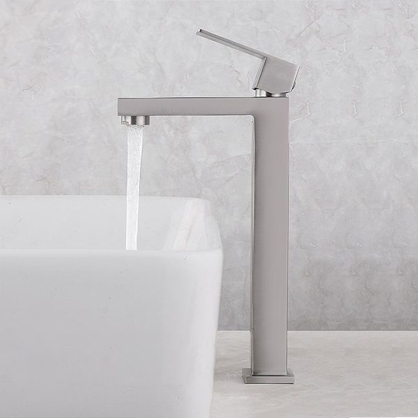 

bathroom sink faucets basin only cold tall faucet single hole handle wash mixer tap stainless steel brushed