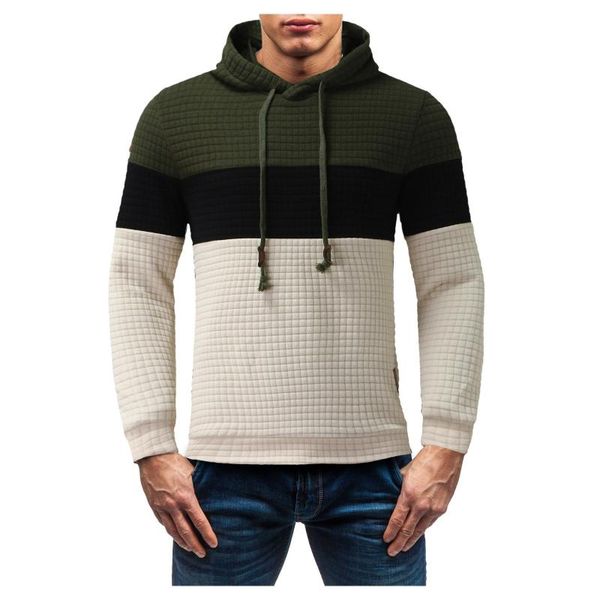 

men's hoodies & sweatshirts autumn and winter hooded sweatshirt men casual oversized outdoor warm color matching plaid slim long sleeve, Black