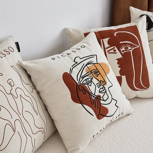 

cushion/decorative pillow embroidery case cushion covers orange cojines decorativos para sofa art plaid throw pillows cushions cover coussin