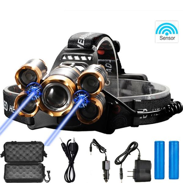 

headlamps c2 headlight powerful led headlamp chargeable induction 5led t6 head lamptorch light 18650 battery for camping fishing