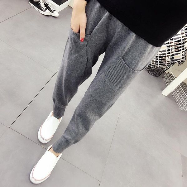 

south korea maternity pants autumn outer wear super soft knitted harem and winter pregnancy leisure bottoms, White