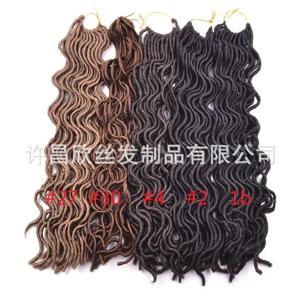 

loc wavy faux dirty braid curly water wave chemical fiber wig, Black