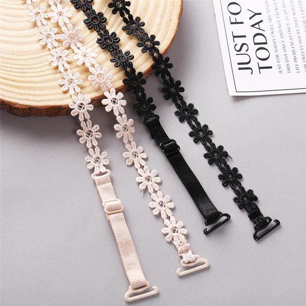 

pair/pack flower straps adjustable for women bras intimates accessories elastic buckle female lingerie bra women's g-strings, Black;white