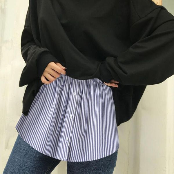 

skirts fake hem skirt for women all-match short in the false stripe show plus size half-body befree, Black