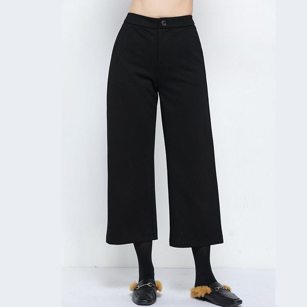 

women's pants & capris ec.ms seven trousers winter straight tube woolen black l-5xl, Black;white