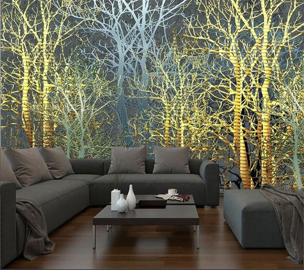 

customized wallpaper 3d modern metal abstract fortune tree forest woods mural living room bedroom tv background wall decorative wallpapers