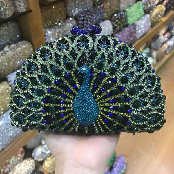 Borse a tracolla XIYUAN Peacock Crystal Women Wedding Party Prom Pochette da sera Borsa e borsa Portafoglio a catena da sposa