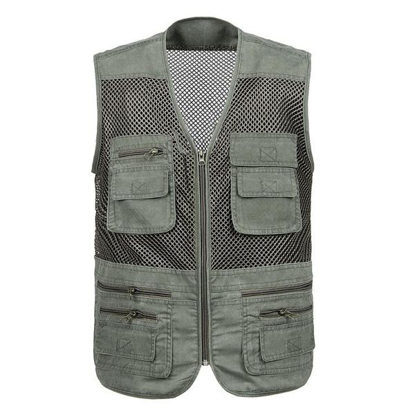 

men's vests summer green fishing vest men outdoor sleeveless jacket male loose mesh sports large size 4xl v neck outerwear, Black;white