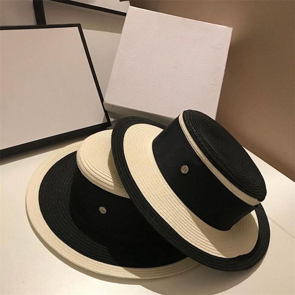

Hepburn Style Straw Hats Luxury Summer Top Hats High Quality Women Basin Hat Wide Brim Beach Hats, Blue;gray