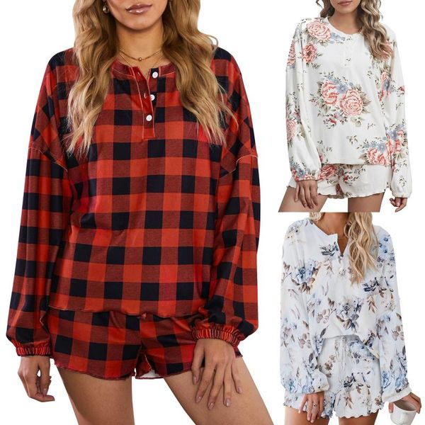 

women's tracksuits women's long-sleeved + shorts casual and comfortable home party tie-dye printing elastic waist drawstring loose, Gray