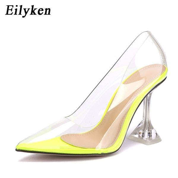 

eilyken clear pvc transparent pumps sandals strange style perspex heel point toes womens party shoes nightclub 35-42 210901, Black