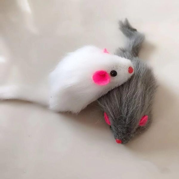 

cat toys 1/2/5pcs false mouse pet long-haired tail mice with sound rattling soft real fur squeaky toy for cats dogs