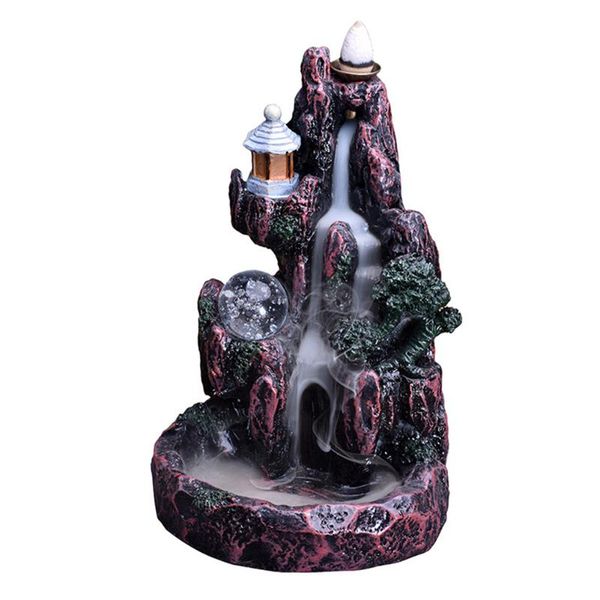 

incense burner waterfall accessories office holder craft resin retro teahouse home buddhist decor backflow mountain river fragrance lamps