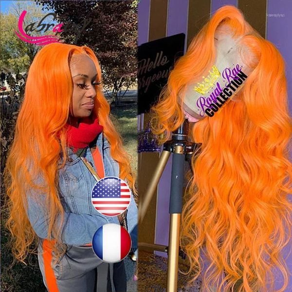 

ginger hd transparent lace frontal human hair wigs glueless yellow curly front wig pre plucked bleached knots wavy 13x6x11, Black;brown