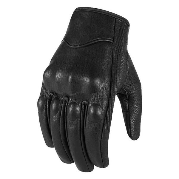 

cycling gloves motorcycle leather men moto racing 100% real bicycle motorbike motocross riding glove summer, Black