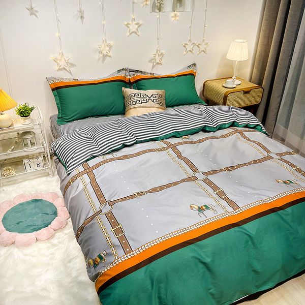 

all pure cotton four piece bed set pastoral simple sheet quilt cover bedding