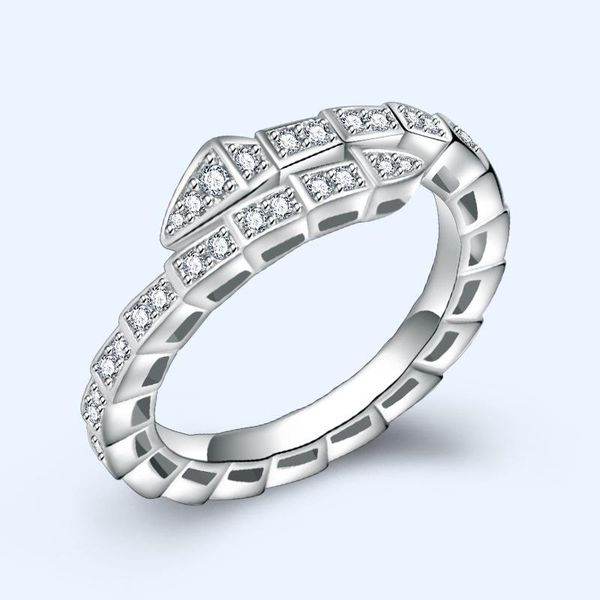 

cluster rings korean trendy snake 925 silver ring net cool wind diamond fashion personalized index finger joint women's jewelry, Golden;silver