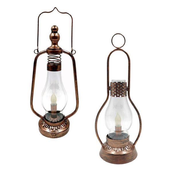 

solar lamps retro lantern lamp ip65 garden led candle light decoration warm white