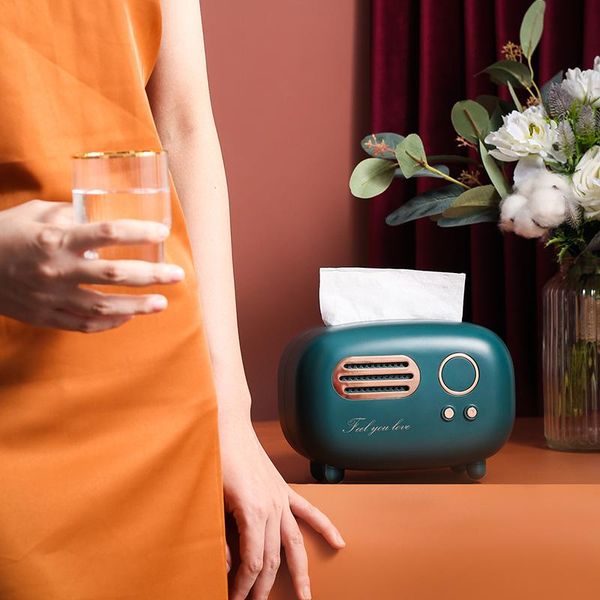 

tissue boxes & napkins retro light luxury deskbox creative home living room kitchen pumping decoration multifunctional radio