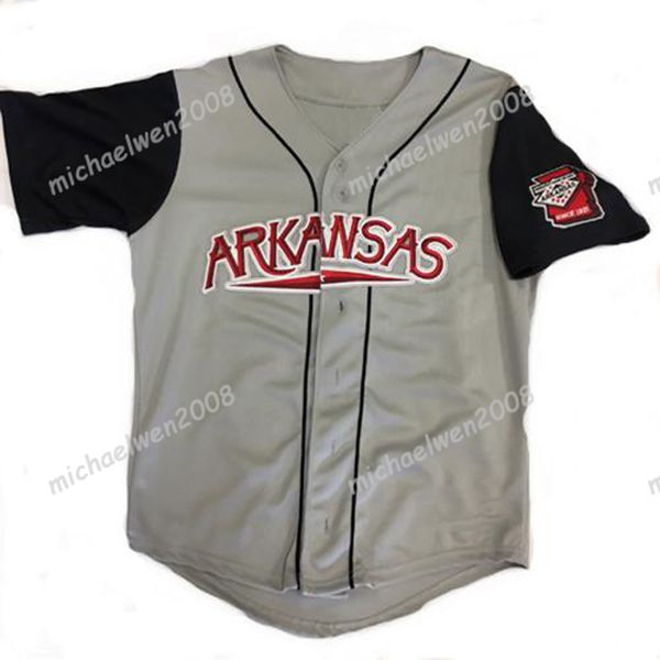 

mens arkansas travelers grey white custom double stitched shirts baseball jerseys high-quality, Blue;black