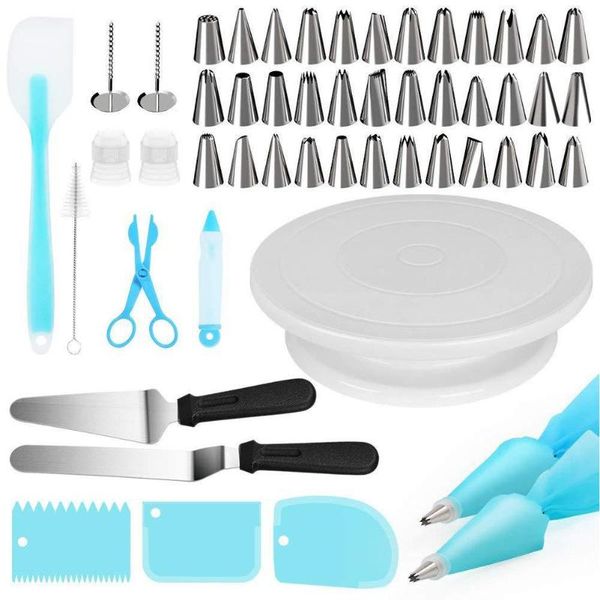 

baking & pastry tools 52pcs/set cake turntable set tube fondant tool kitchen dessert decorating kit bakeware