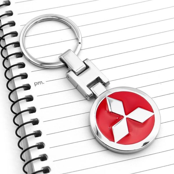 

keychains 1pcs car metal double-sided 3d logo keychain key ring accessories for mitsubishi- pajero asx outlander eclipse-cross lancer colt, Silver