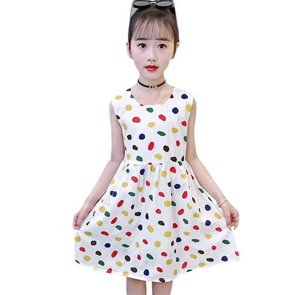 

teenage girl dress dot pattern summer kid casual style childrens clothing 6 8 10 12 14 210528, Red;yellow