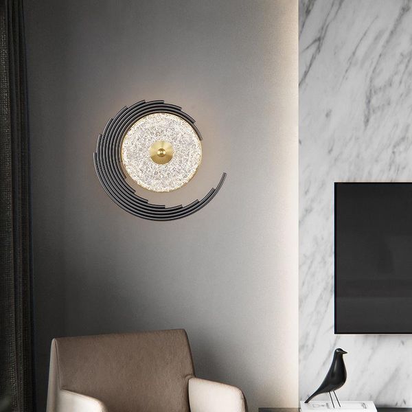 

wall lamps lights for home entrance bedroom living room crystal luster clock shape glass lampshade ac85-260v drop indoor