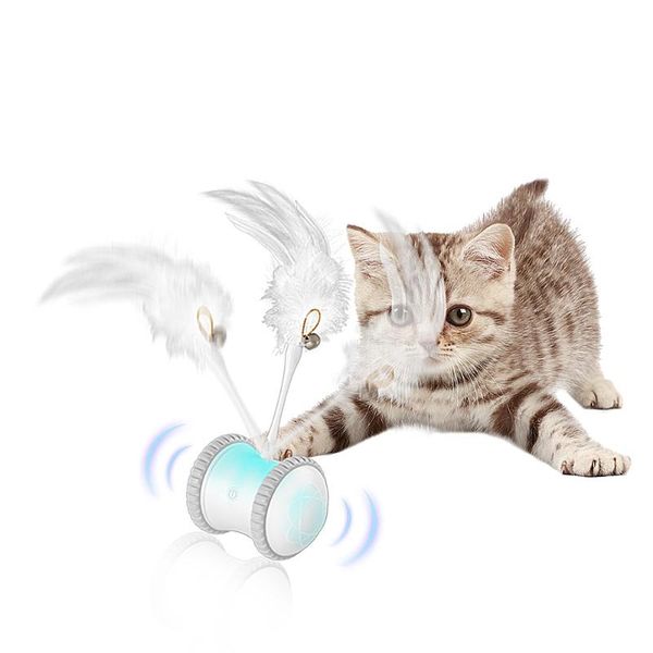 

cat toys meow trolley toy electric funny stick feather smart balance car green grey pink