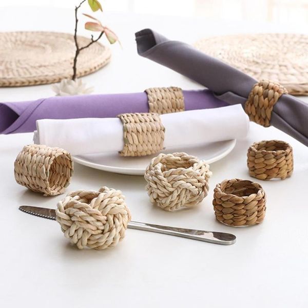 

napkin rings 6pcs handmade woven bowknot buckle west dinner towel ring holder party wedding decor wholesale
